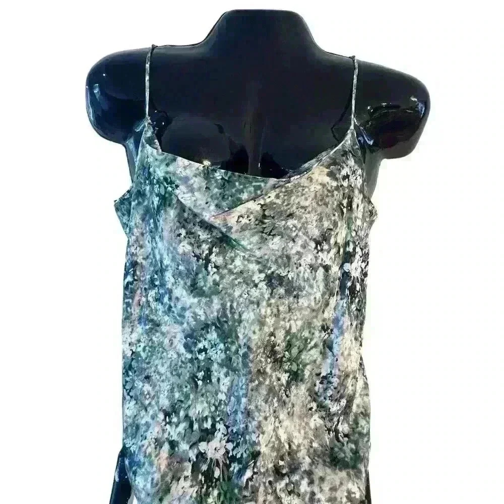 Vince Blouse Tank Top Cowl Neck Green Floral Size Large L Tomato Girl Summer - Picture 7 of 16
